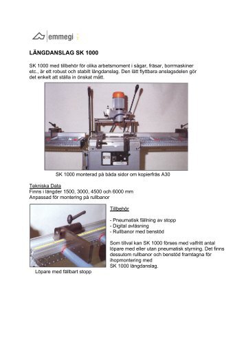 Längdanslag SK1000 och SK500 - Emmegi