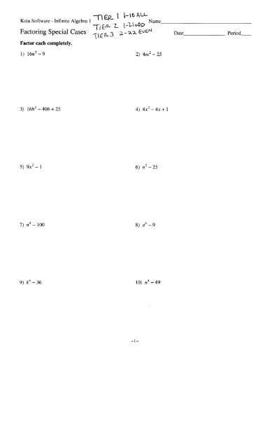 Factoring Special Cases Date Period,