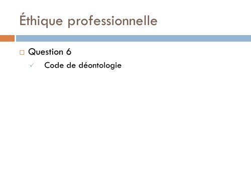 L'Éthique professionnelle