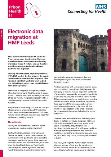 Electronic data migration at HMP Leeds - NHS Connecting for Health