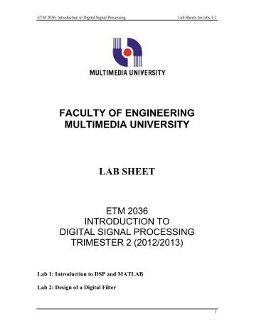 FACULTY OF ENGINEERING MULTIMEDIA UNIVERSITY LAB SHEET