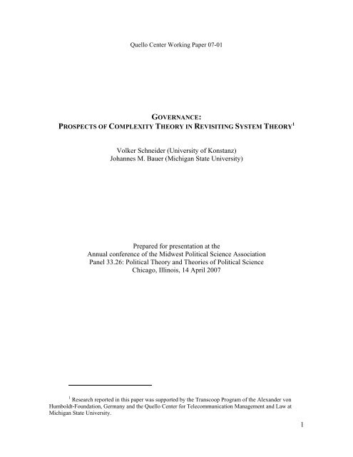 Prospects of Complexity Theory in Revisiting System Theory (PDF ...