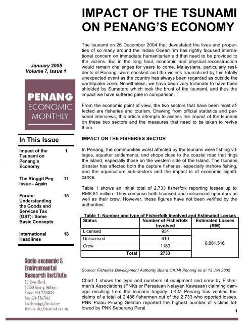 Impact Of The Tsunami On Penang S Economy Penang Institute