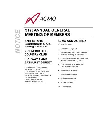 31st ANNUAL GENERAL MEETING OF MEMBERS - Association of ...