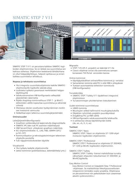 TIA Portal -esite, sis. tilausnumerot ja hinnat (FI) - Siemens