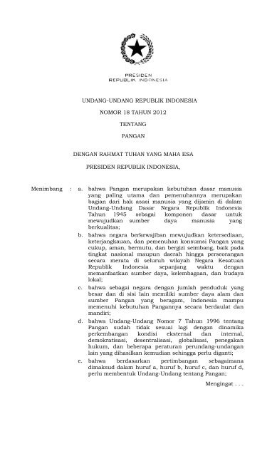 undang-undang republik indonesia nomor 18 tahun 2012 tentang ...