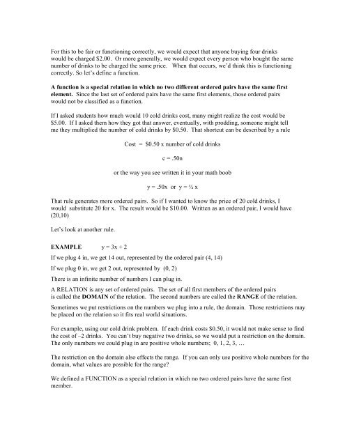 Chapter 4 Relations and Functions - Hanlon Math