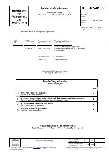 TL 8465-0135 - Bundesamt fÃ¼r Wehrtechnik und Beschaffung