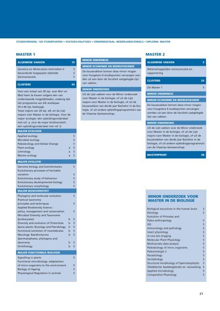 Masters faculteit Wetenschappen - DMBR - Universiteit Gent