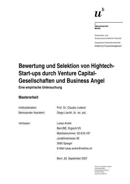 Download - Institut für Finanzmanagement - Universität Bern