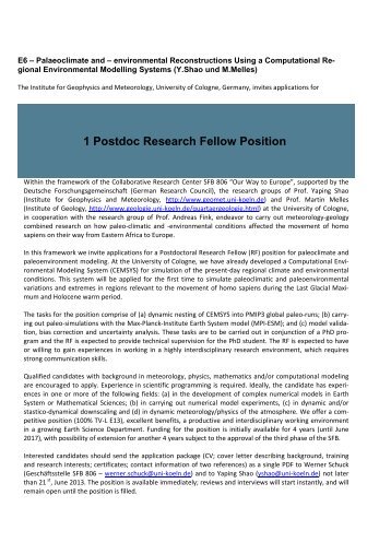PhD 1 Postdoc Research Fellow Position