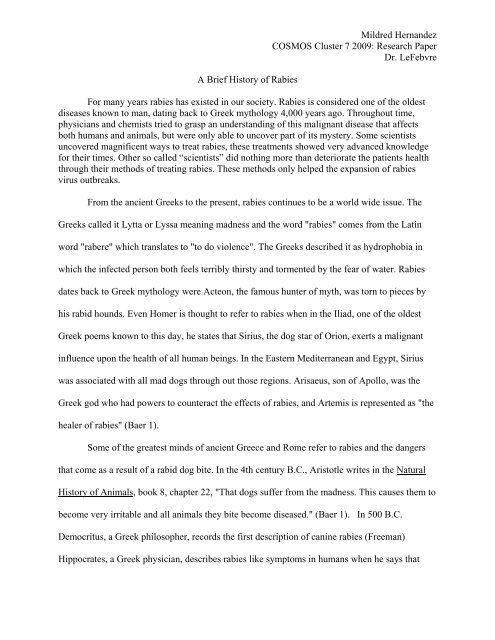 Mildred Hernandez Cosmos Cluster 7 2009: Research Paper Dr ...