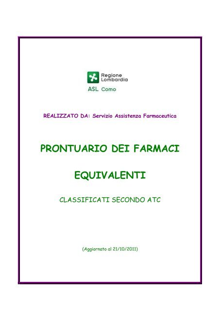 PRONTUARIO DEI FARMACI EQUIVALENTI - Asl Como