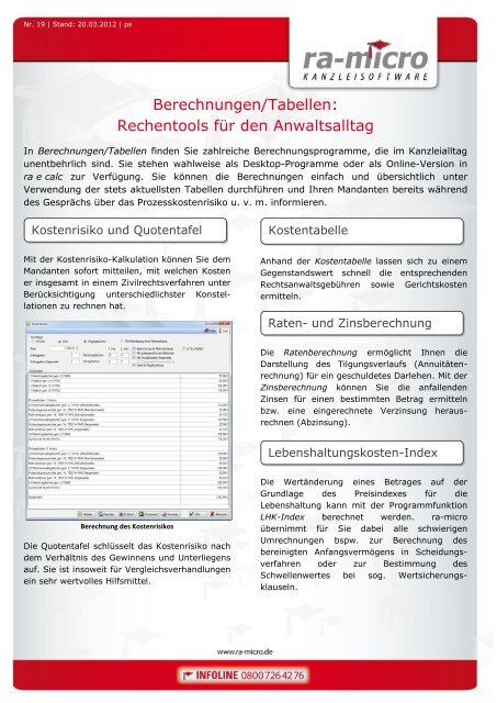 Berechnungen Tabellen Rechentools Fur Den Ra Micro