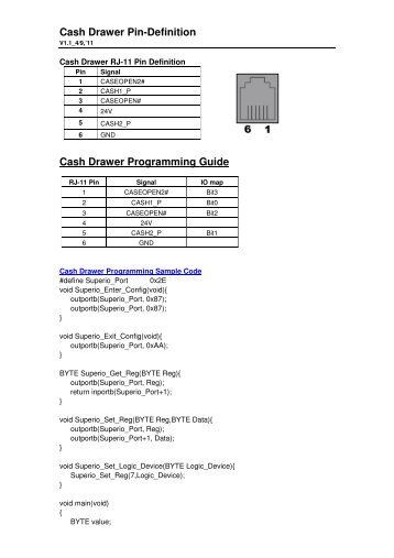 Cash Drawer Pin-Definition Cash Drawer Programming ... - Nexcom