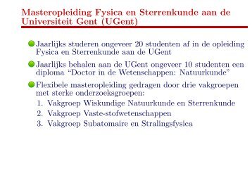 Masteropleiding Fysica en Sterrenkunde aan de Universiteit Gent ...