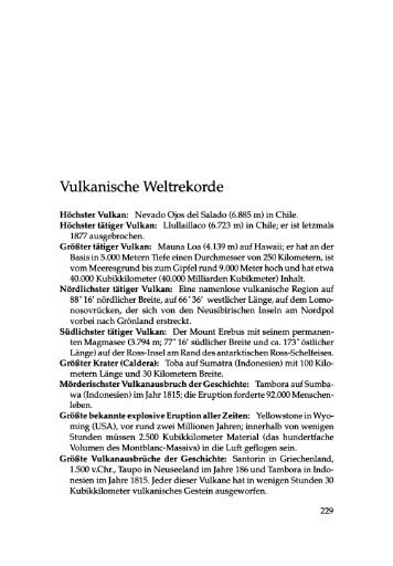 Vulkanische Weltrekorde - Springer