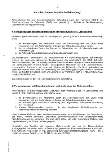 Merkblatt „kieferorthopädische Behandlung“