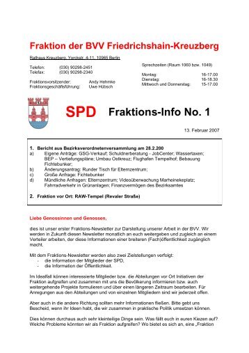 Fraktion in der BVV Friedrichshain - SPD Friedrichshain-Kreuzberg