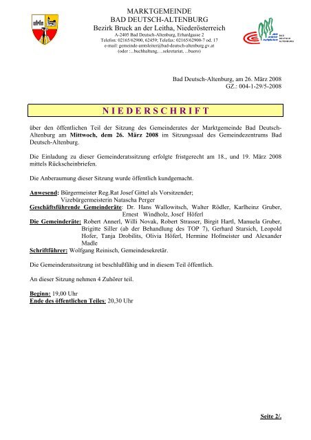 Gemeinderatssitzung 26.03.2008 (130 KB) - .PDF - Marktgemeinde ...