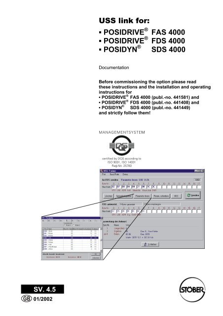 USS link for: POSIDRIVE FAS 4000 POSIDRIVE FDS 4000 ... - stoeber