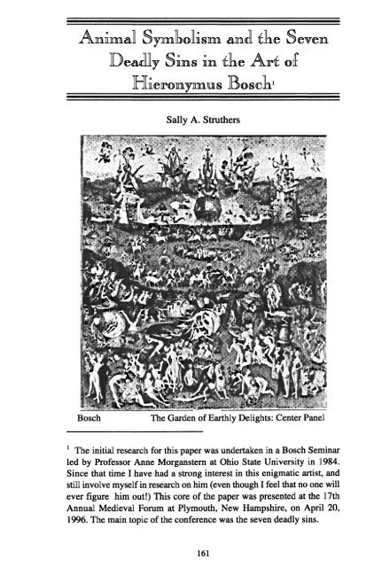 Animal Symbolism and the Seven Deadly Sins in the Art of