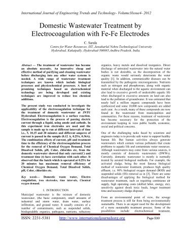 Domestic Wastewater Treatment by Electrocoagulation with Fe-Fe ...