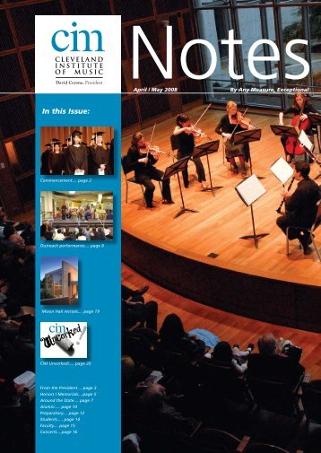 In this Issue: - Cleveland Institute of Music