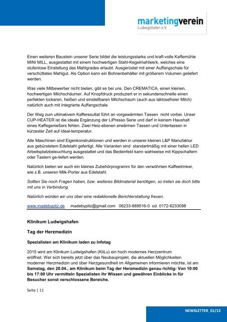 NEWSLETTER_01/13 - Marketing-Verein Ludwigshafen eV