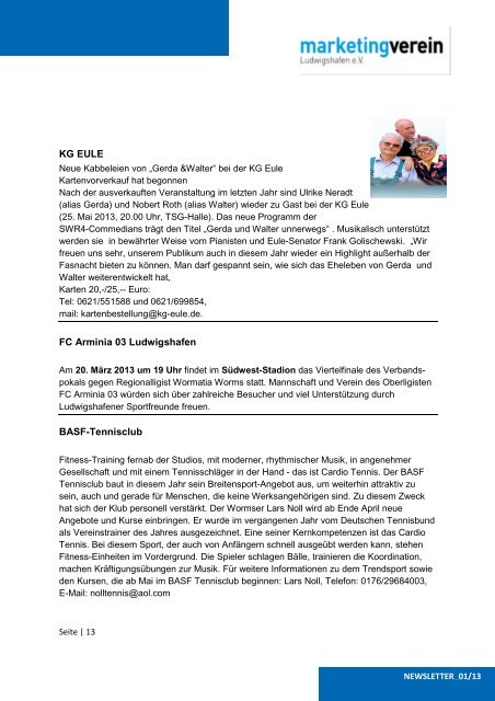 NEWSLETTER_01/13 - Marketing-Verein Ludwigshafen eV
