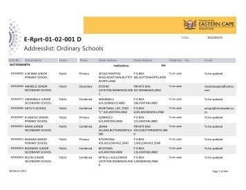 Rpt-01-02-002 - EMIS - Eastern Cape Department of Education