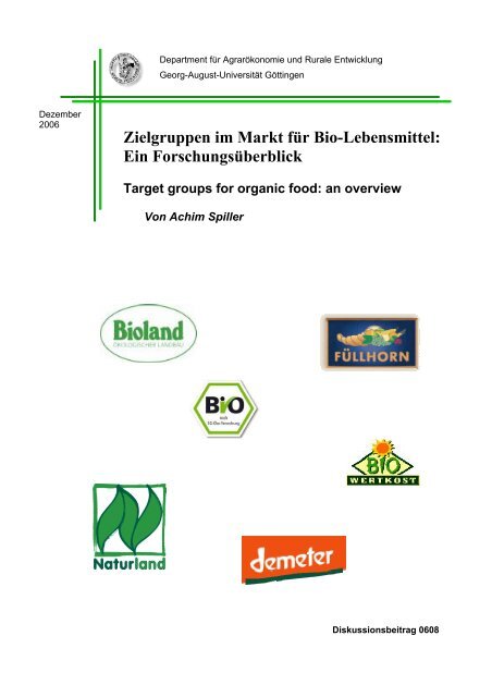 Zielgruppen im Markt für Bio-Lebensmittel: Ein ... - BUND Lemgo