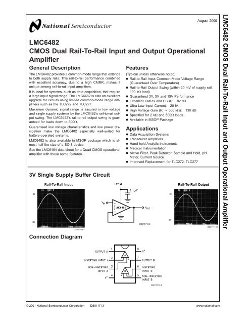 LMC6482 CMOS Dual Rail-To-Rail Input and Output Operational ...