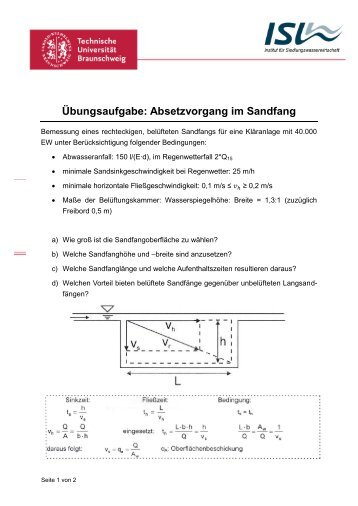 Übungsaufgabe: Absetzvorgang im Sandfang - Technische ...