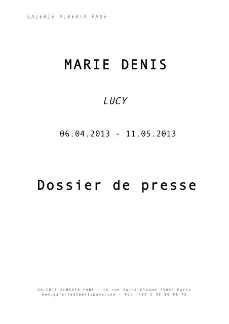 Marie Denis __ Dossier de Presse-1-1 - Galerie Alberta Pane