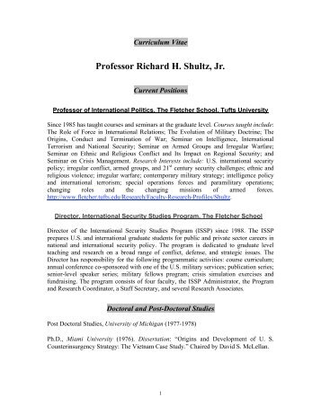 Professor Richard H. Shultz, Jr. - Fletcher School of Law and ...