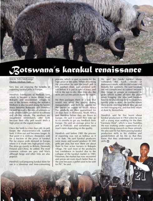 Botswana's karakul renaissance - Ministry of Agriculture