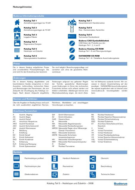 Nutzungshinweise Katalog Teil 5 – Heizkörper und  - Buderus