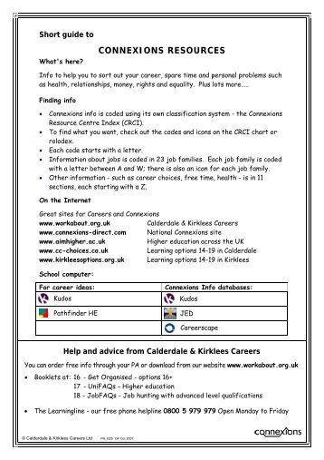connexions resources - Calderdale and Kirklees Careers Service ...