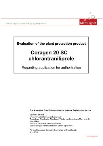 Coragen 20 SC â chlorantraniliprole - Mattilsynet