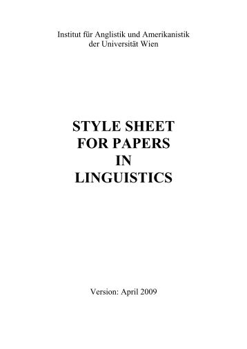 Style Sheet - Department of English - UniversitÃ¤t Wien