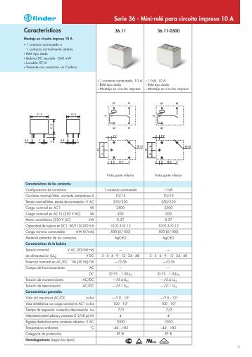 CaracterÃ­sticas Serie 36 - Mini-relÃ© para circuito impreso ... - Micropik