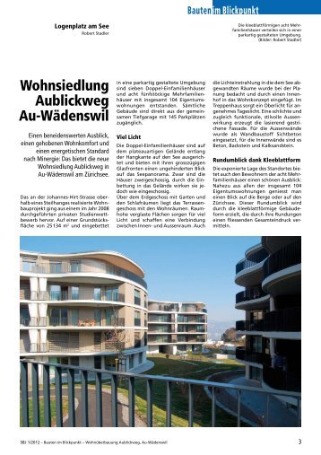 Wohnsiedlung Aublickweg Au-WÃ¤denswil, 2012 - Robe Verlag