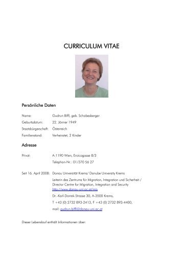Curriculum Vitae, German - of Univ.-Prof. Mag. Dr. Gudrun Biffl - Wifo