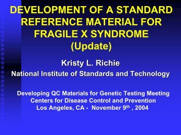 development of a standard reference material for fragile x