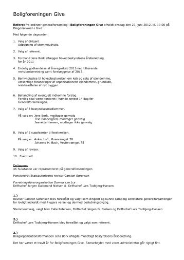 Referat fra generalforsamling 27-06-2012 - Domea
