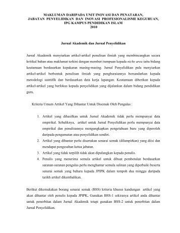 Bahagian Jurnal Akademik dan Bahagian Jurnal Penyelidikan