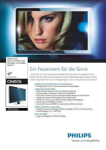 47PFL9703D/10 Philips Flat TV mit Perfect Pixel HD Engine ... - Prad