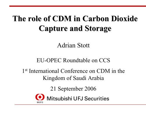 The role of CDM in Carbon Dioxide Capture and Storage