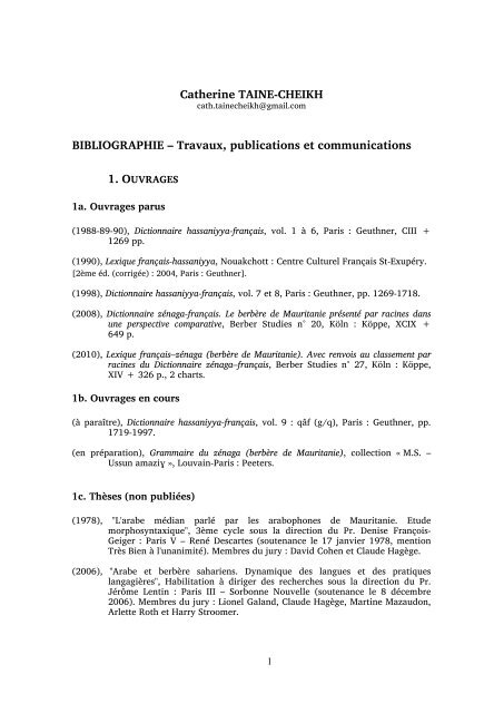 Vossen, D. Ibriszimow & HJ Stroomer (ÃƒÂ©ds), ÃƒÂ‰tudes - Lacito - CNRS